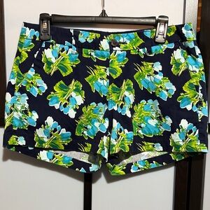 Floral Navy Blue Women's Short - Bright Green & Aqua Print